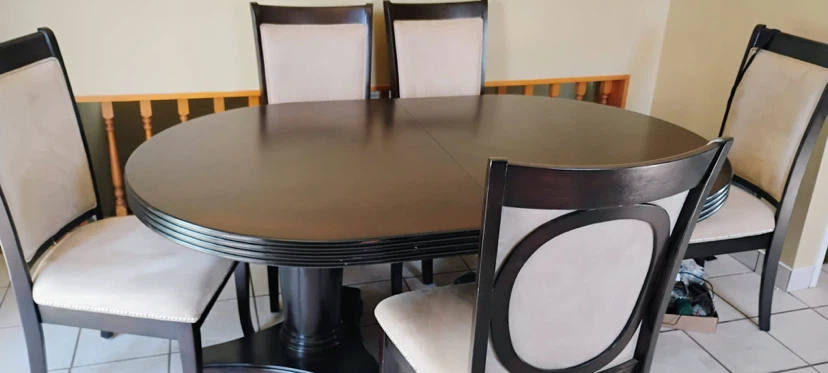 Dark Wood Dining Table with 5 Chairs - photo 3