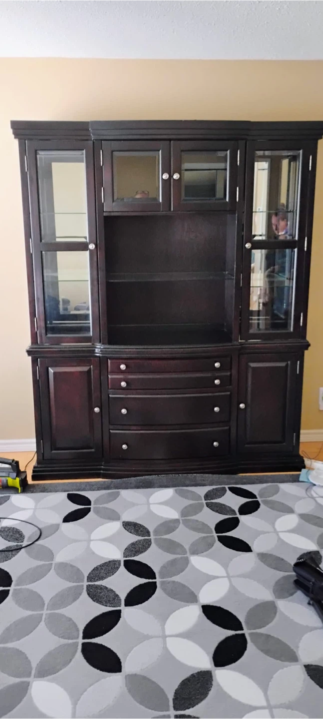 Dark Brown China Cabinet with Glass Doors - photo 2