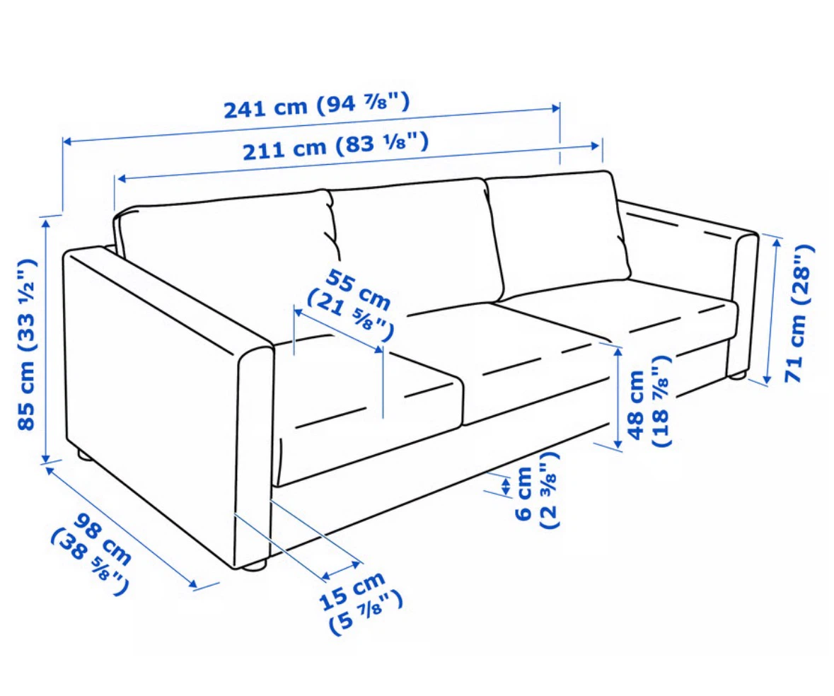 IKEA FINNALA Navy Blue Sofa with Storage Ottoman - photo 3