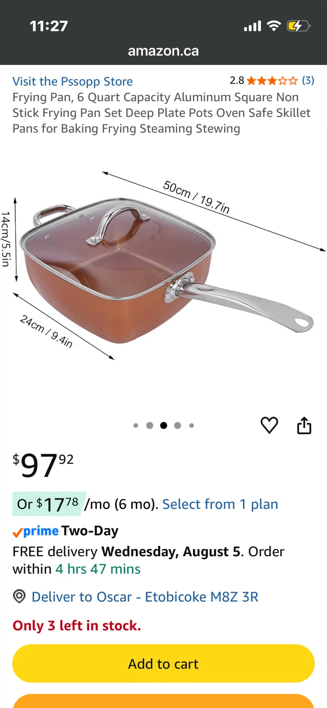 Gotham Steel 6 Quart Square Frying Pan with Lid - photo 3