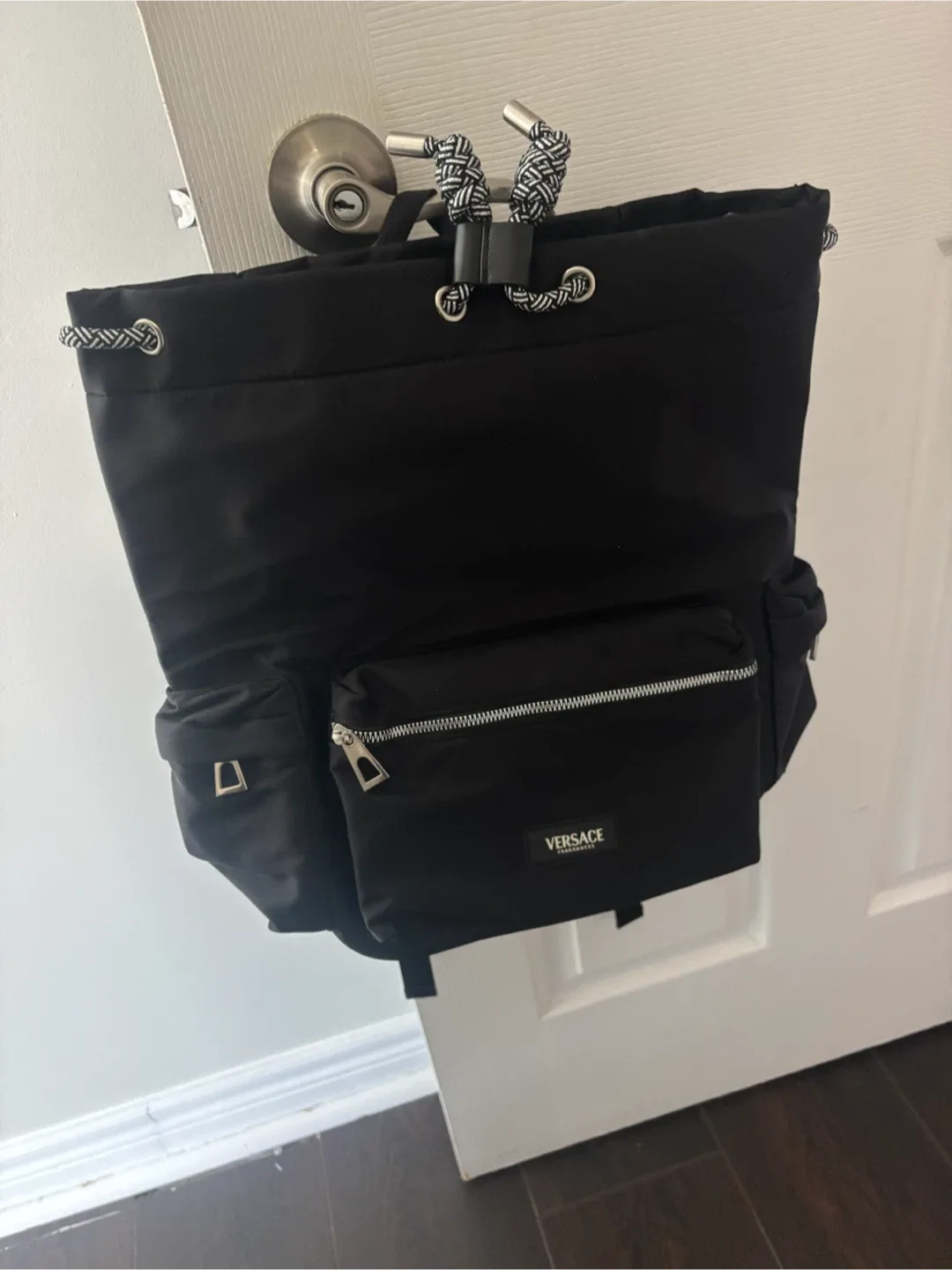 Versace Black Nylon Backpack