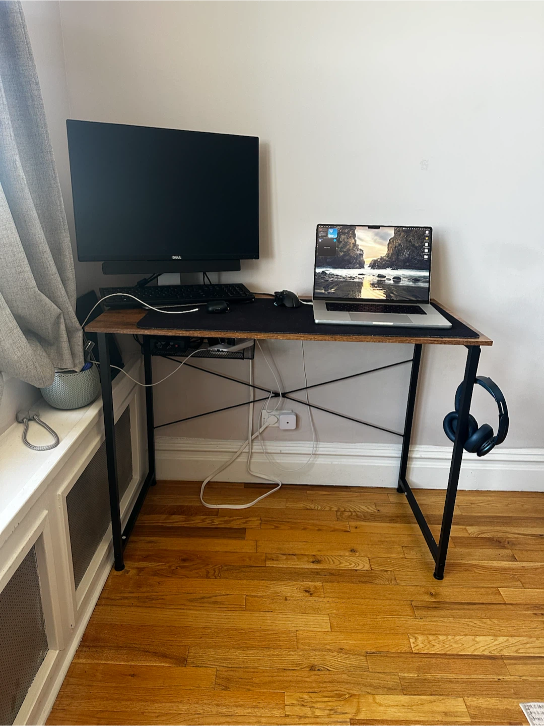 Rustic Wood and Black Metal Computer Desk