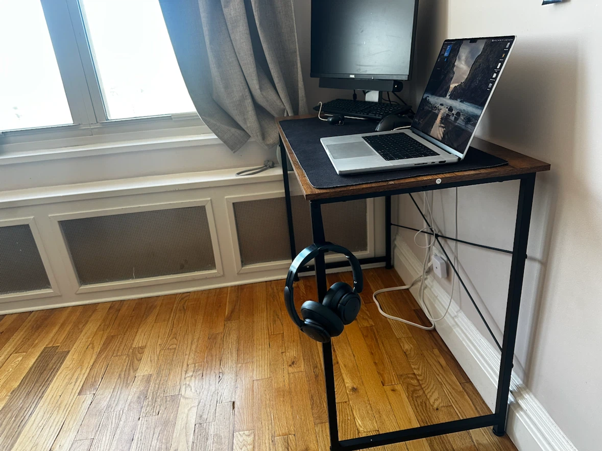 Rustic Wood and Black Metal Computer Desk - photo 2