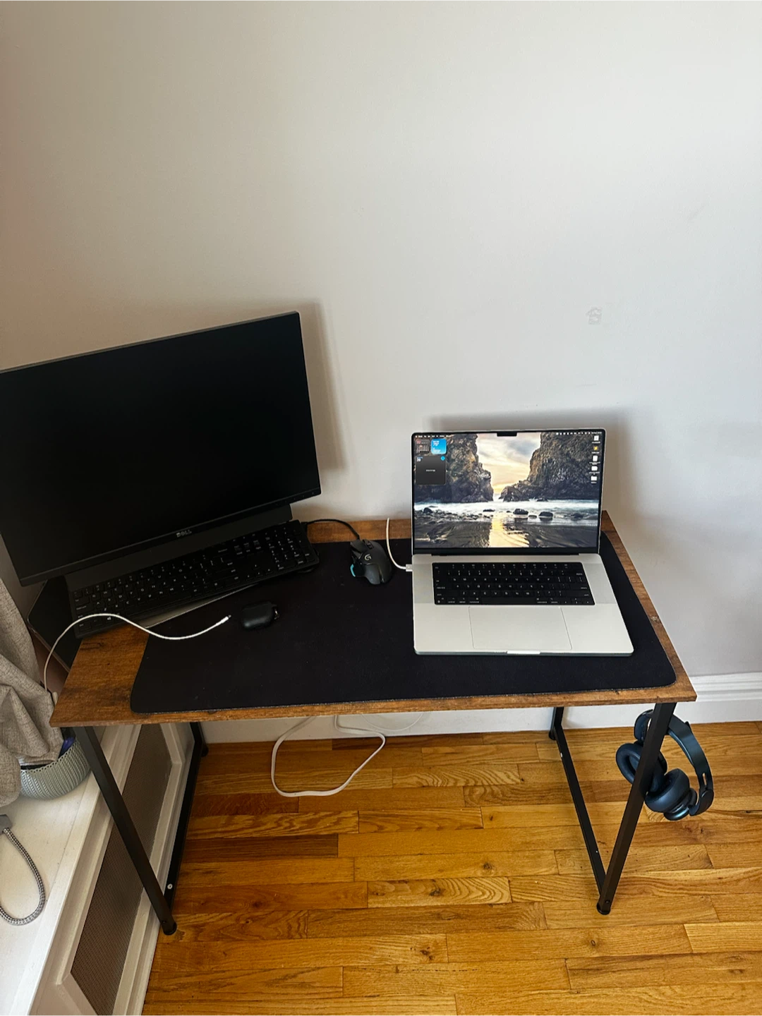 Rustic Wood and Black Metal Computer Desk - photo 3