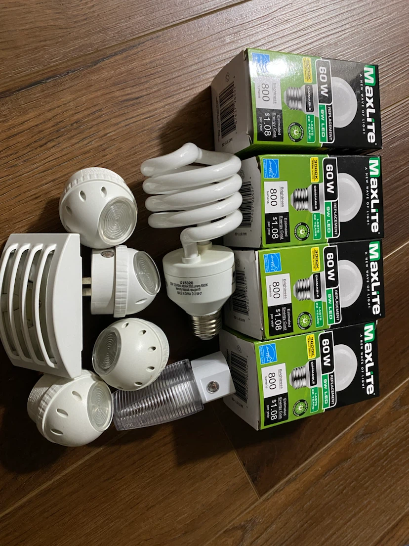 MaxLite 9W LED Bulbs (4-Pack) and Assorted Light Fixtures