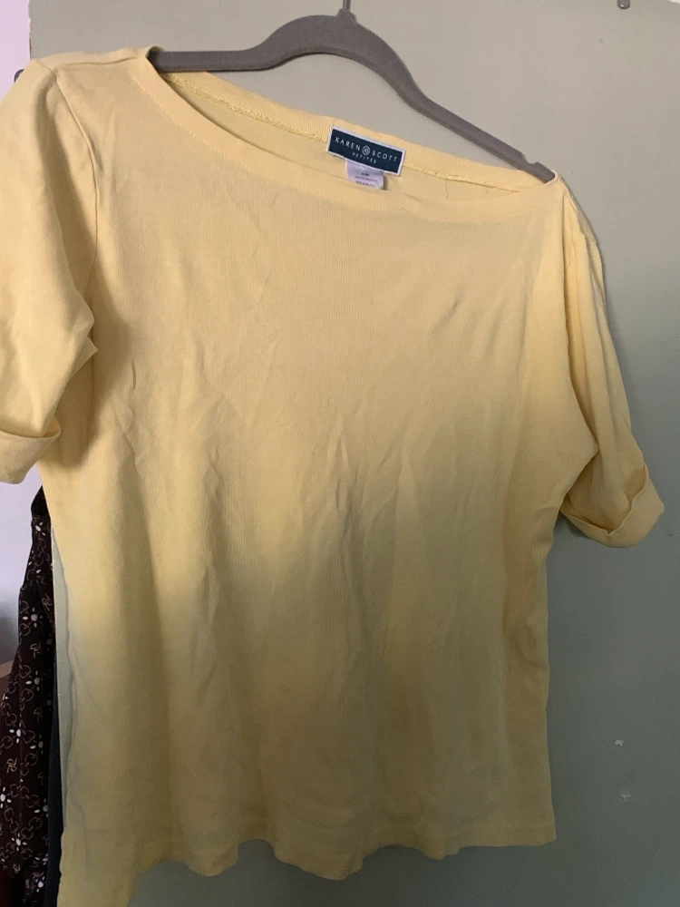 Karen Scott Petites Yellow Cotton T-Shirt Size P/M