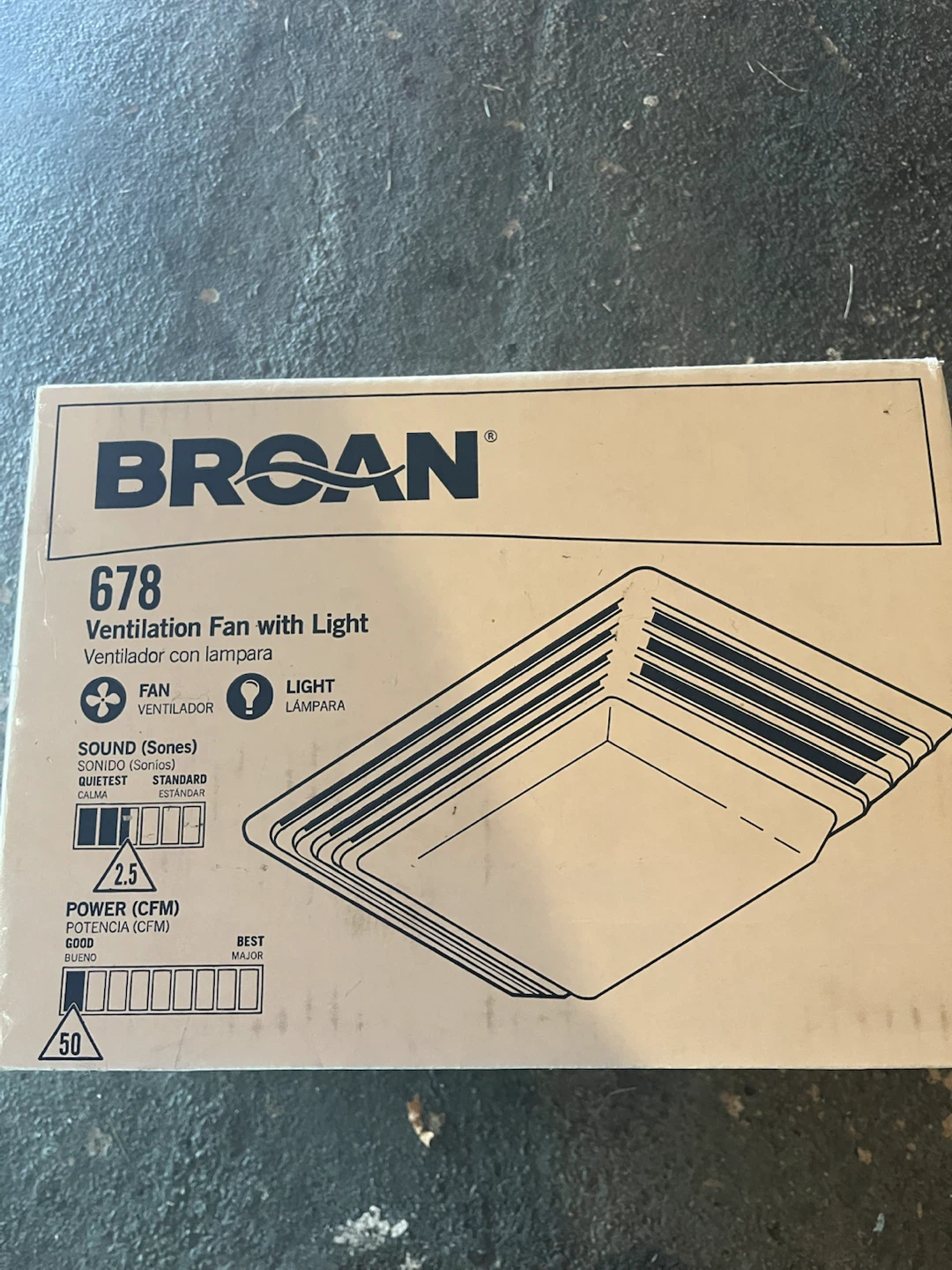 Broan 678 Ventilation Fan with Light