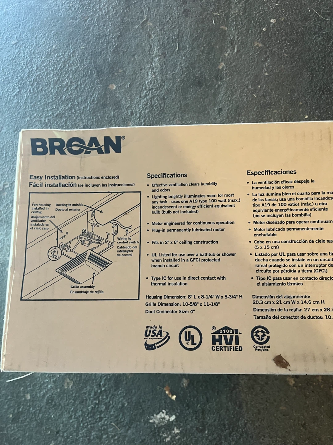 Broan 678 Ventilation Fan with Light - photo 2