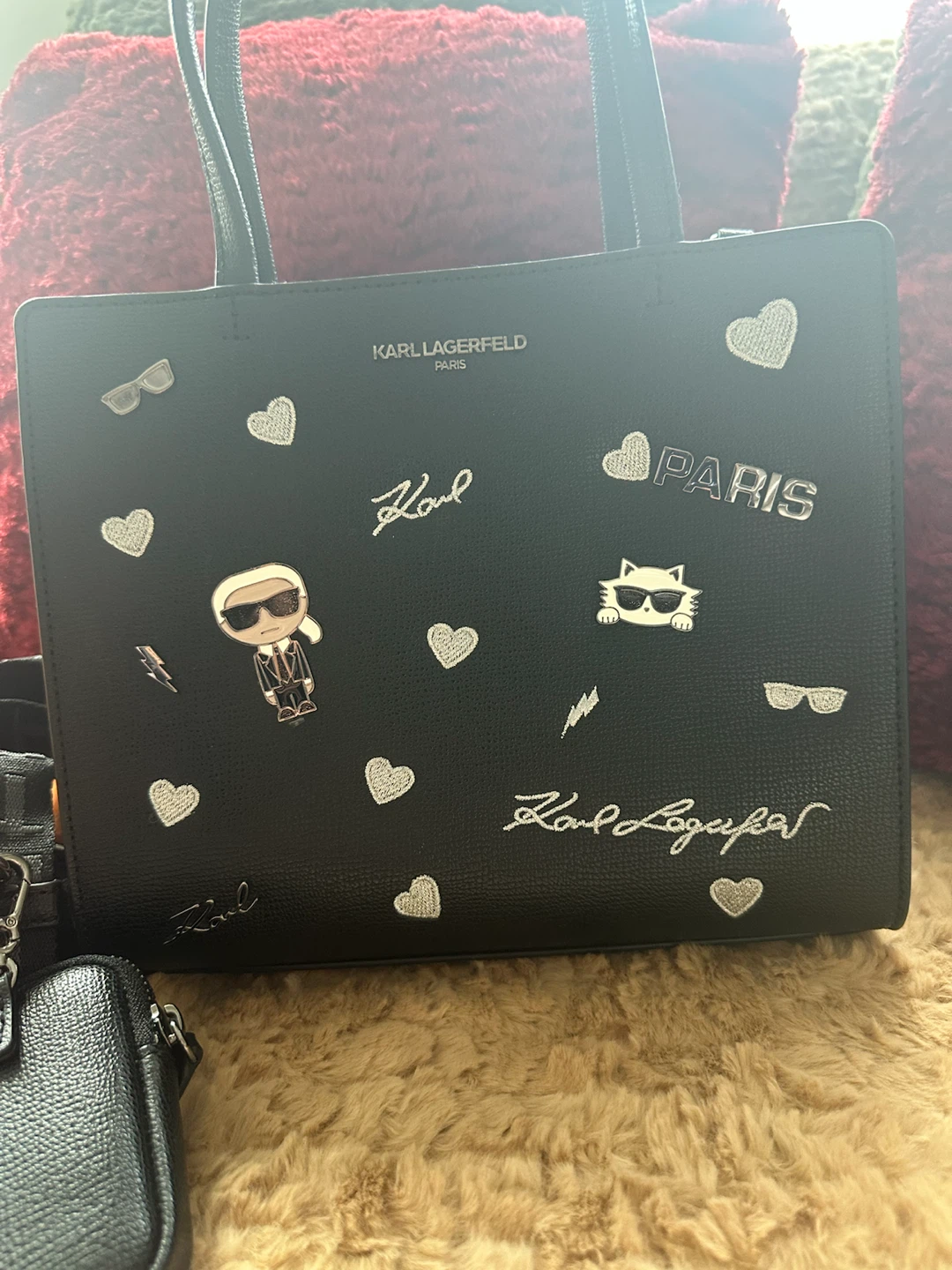 Karl Lagerfeld Paris Black Tote Bag with Charms