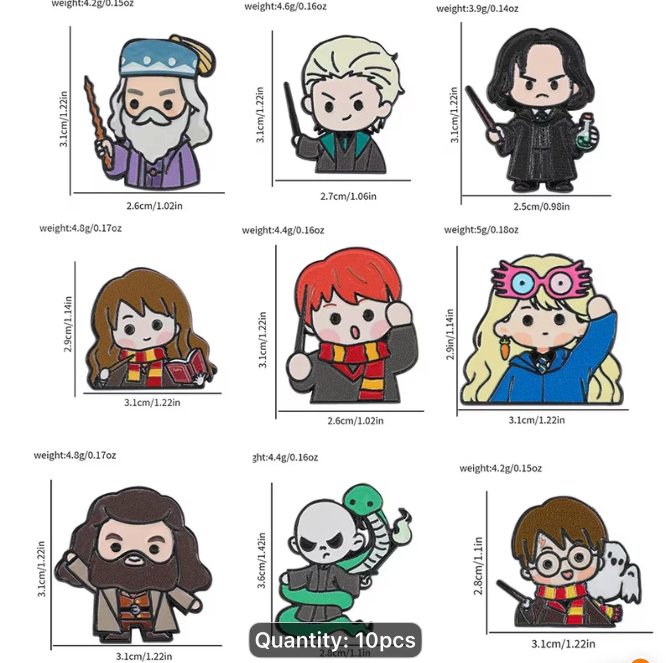 10pc Harry Potter Chibi Enamel Pin Set - photo 2