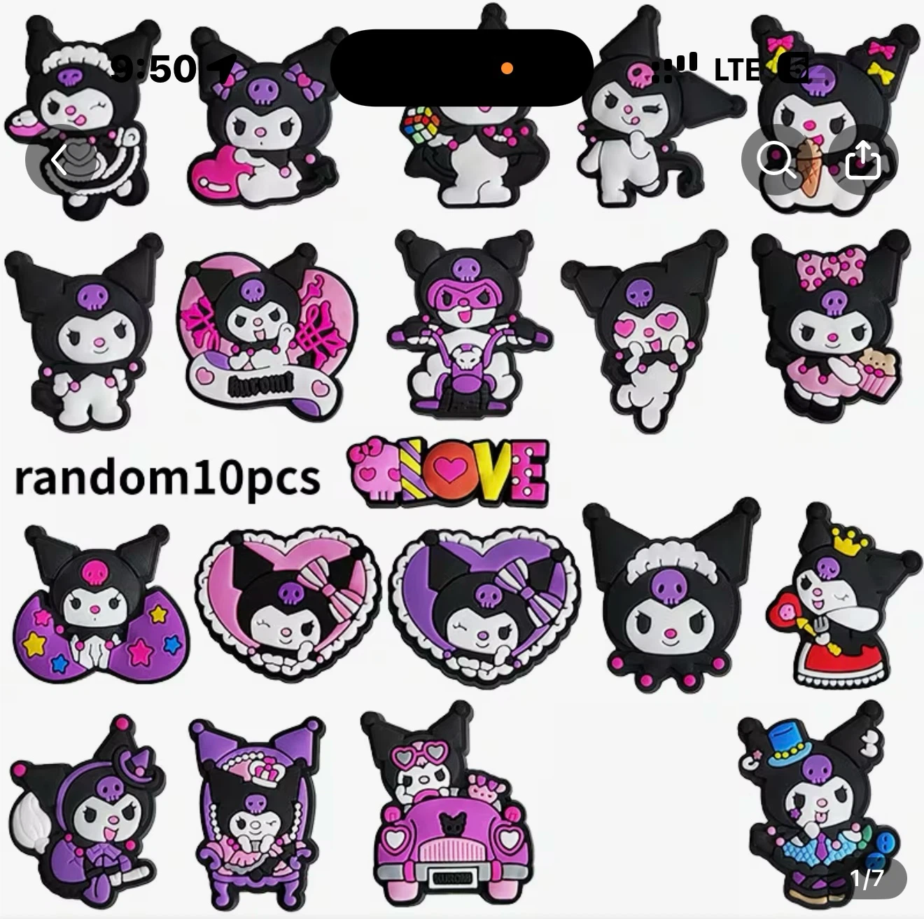 Kuromi Sanrio shoe charms