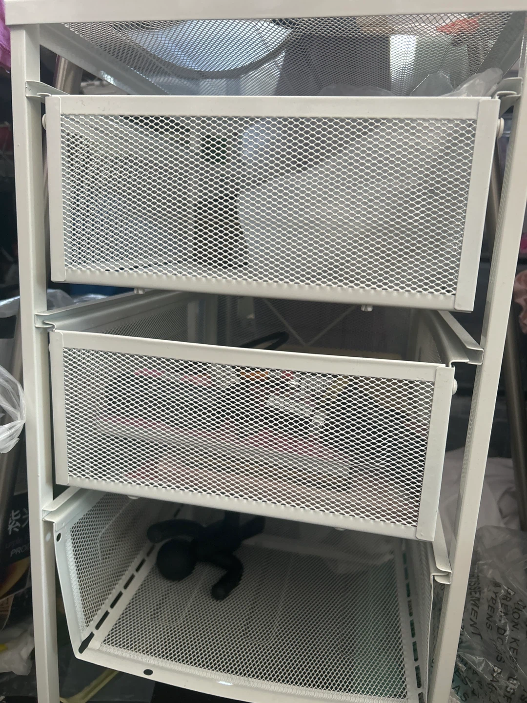 White Metal Storage Shelf Unit with Black Side Table - photo 2