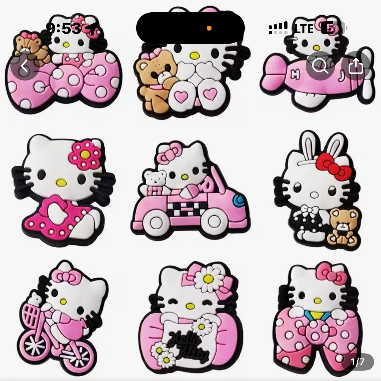 Hello kitty shoe charm set