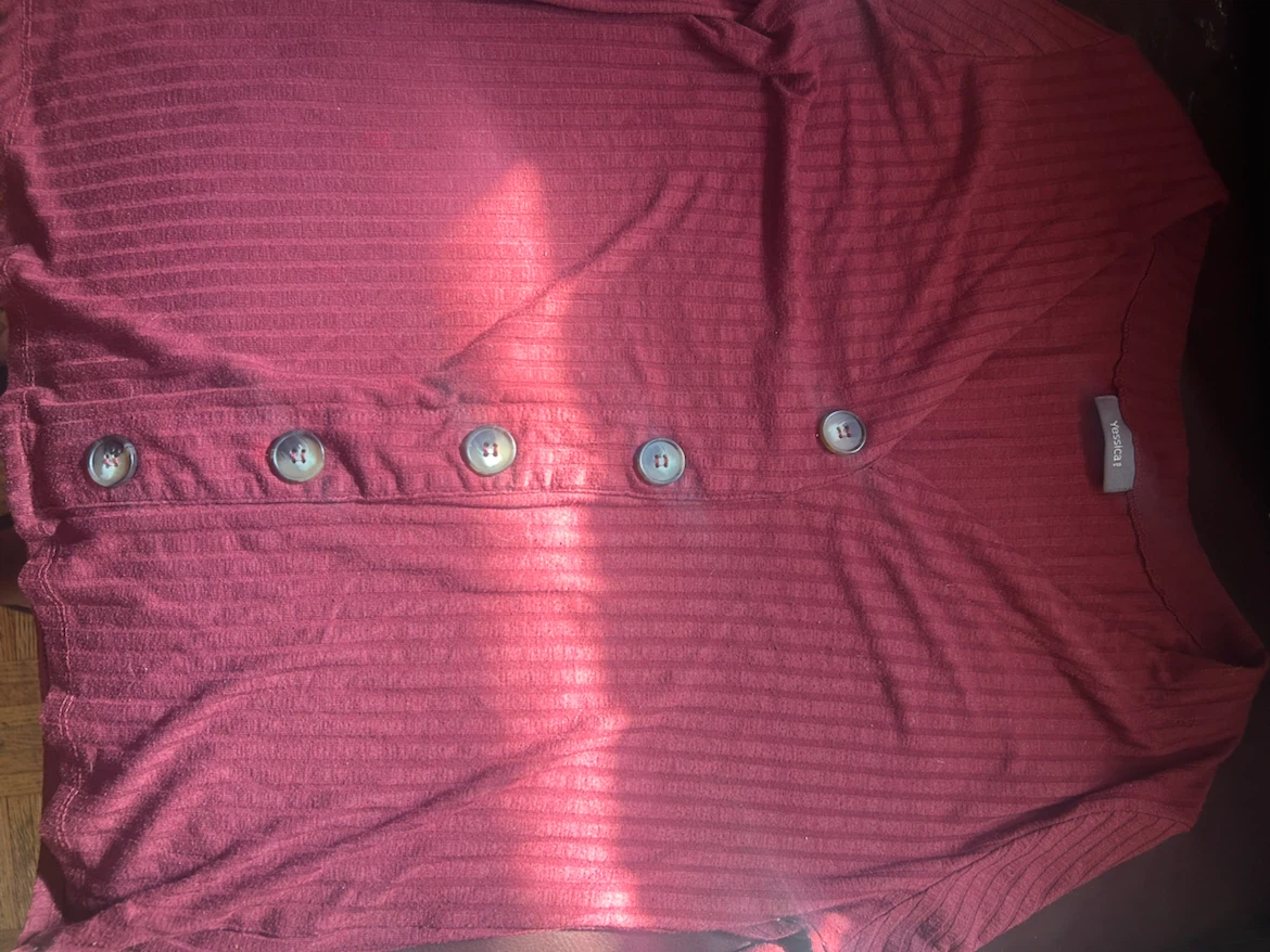 Maroon Ribbed Button top - photo 2