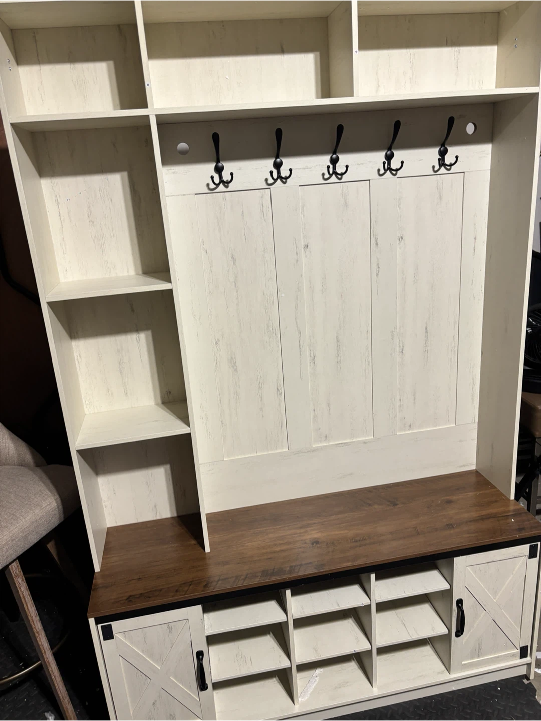 Hall Tree Entryway Bench with Coat Rack & Shoe Storage - photo 3