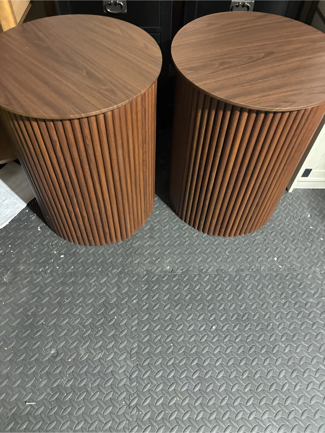 Fluted Round Wood Side Tables (Set of 2)