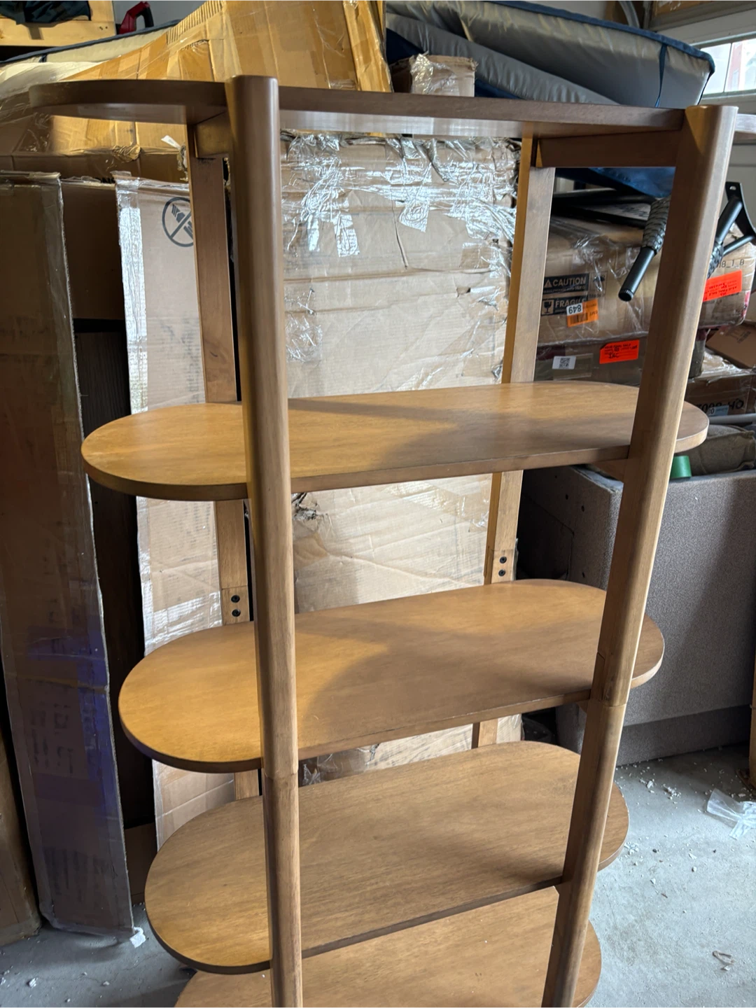 Wooden 4-Tier Oval Shelf Unit