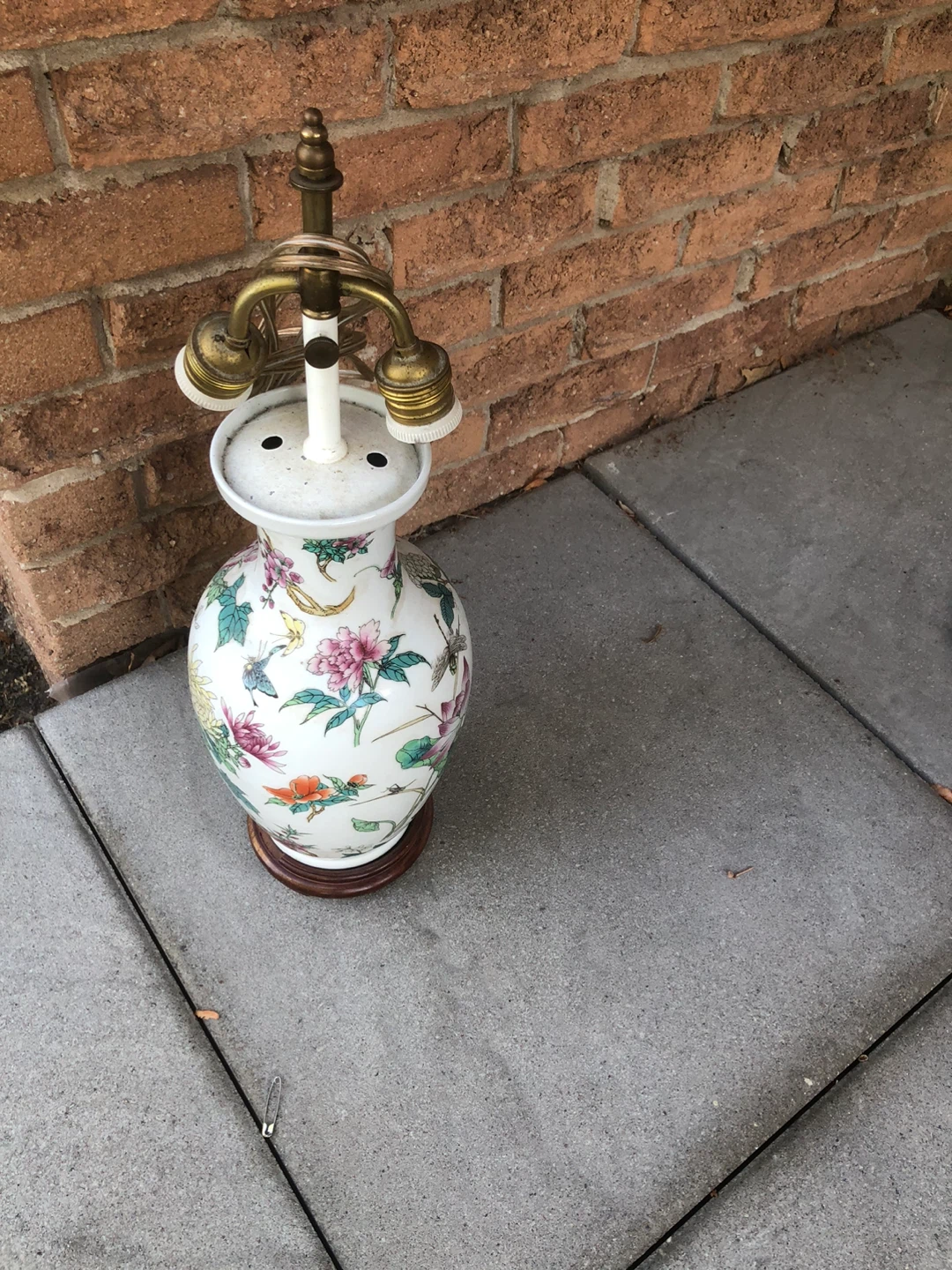 Vintage Porcelain Table Lamp with Floral Design