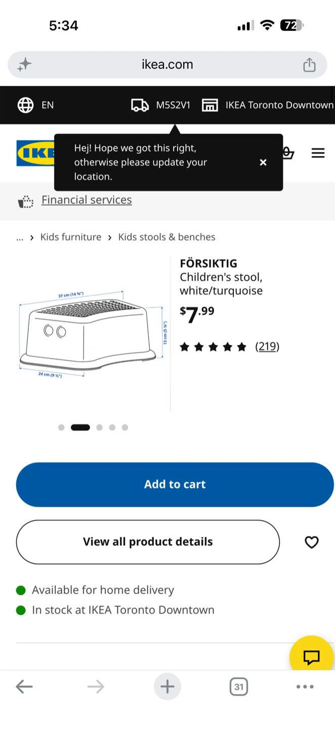 IKEA FORSIKTIG Children's Step Stool White/Turquoise - photo 4