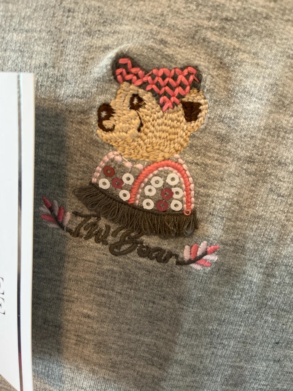 Teenie Weenie Grey Embroidered Bear Dress with Lace Collar - photo 2