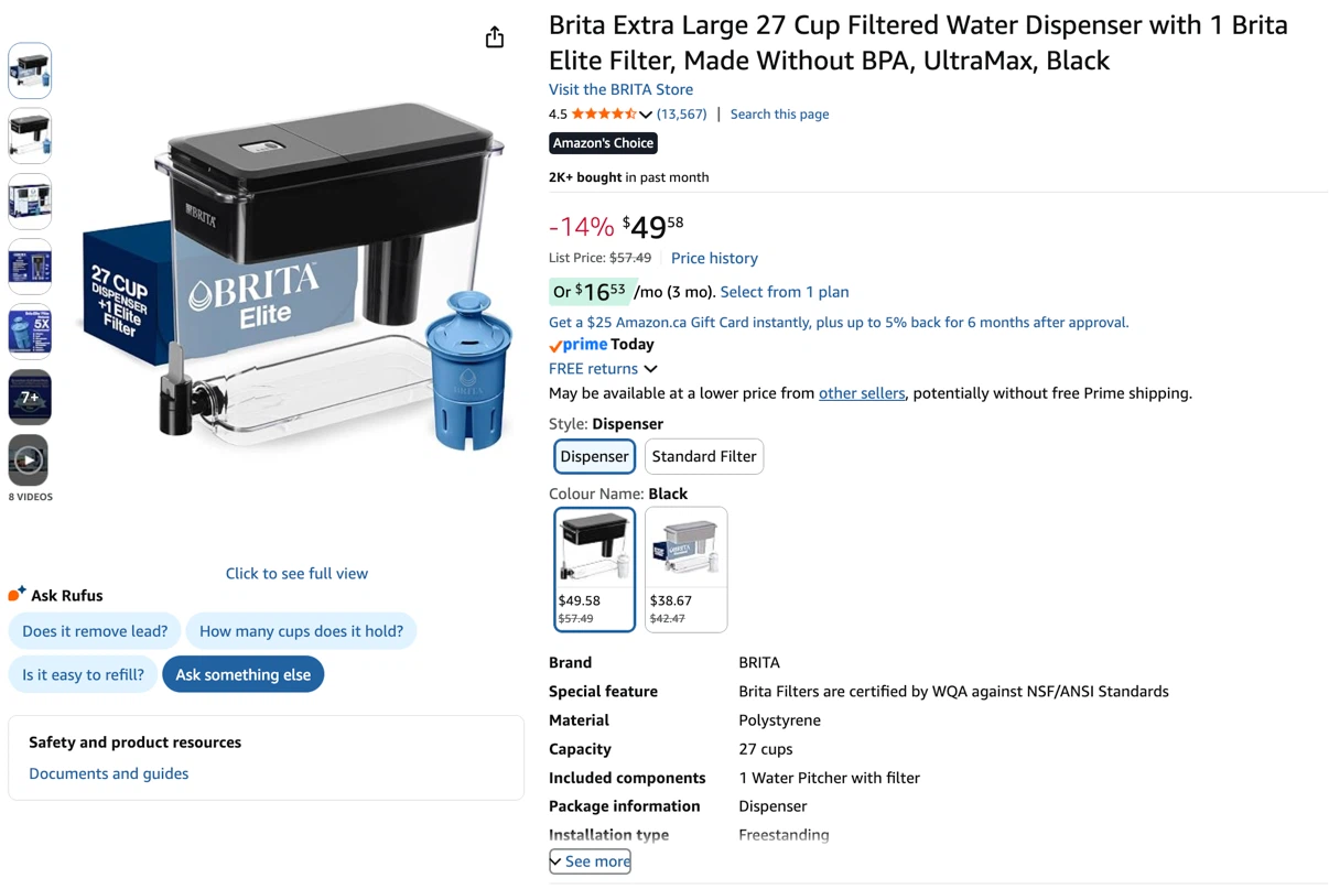 Brita Extra Large 27 Cup Water Dispenser