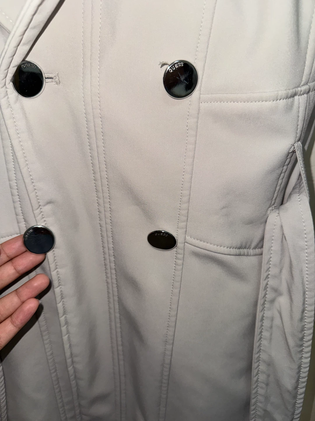 GUESS women’s double breasted pea coat | Light Gray | M - photo 2
