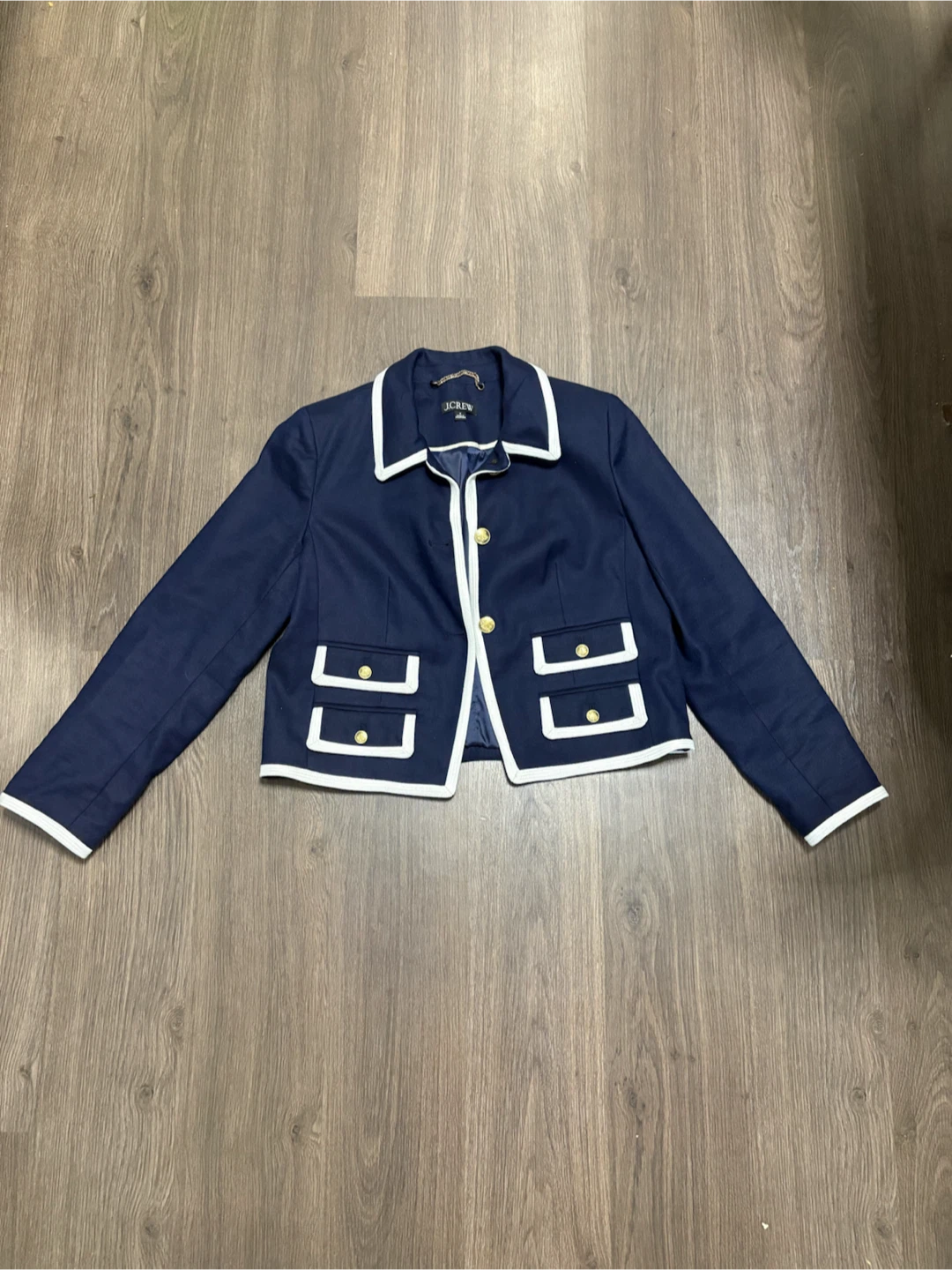 J. Crew Navy Blazer with White Trim