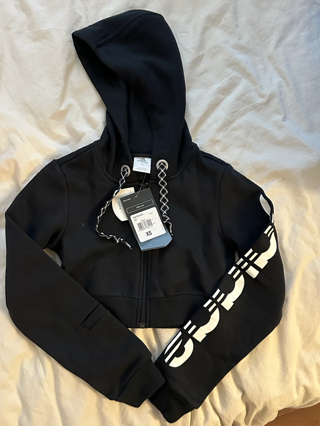 Adidas Black Cropped Zip Hoodie