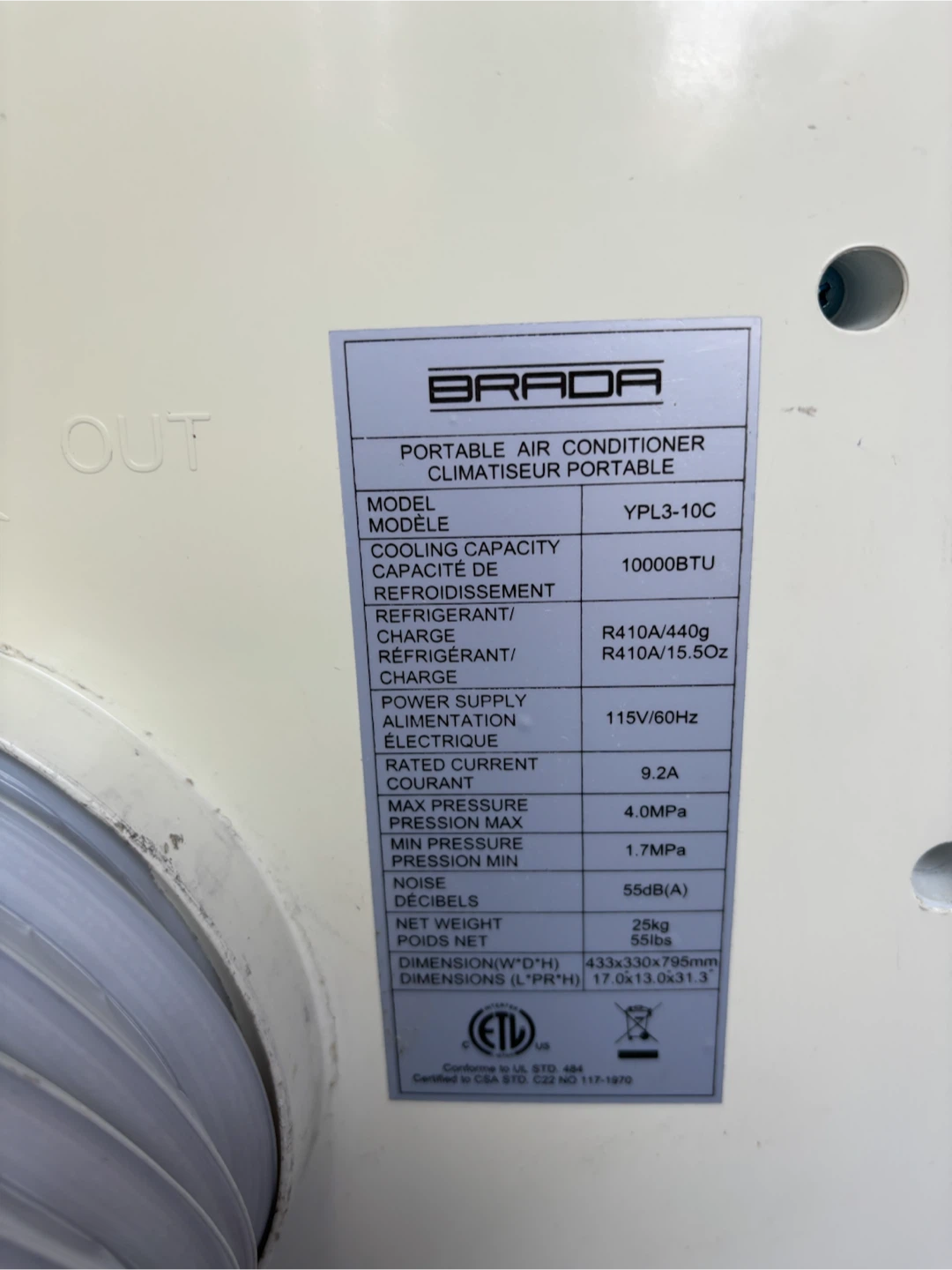 Brada Portable Air Conditioner - YPL3-10C - photo 2