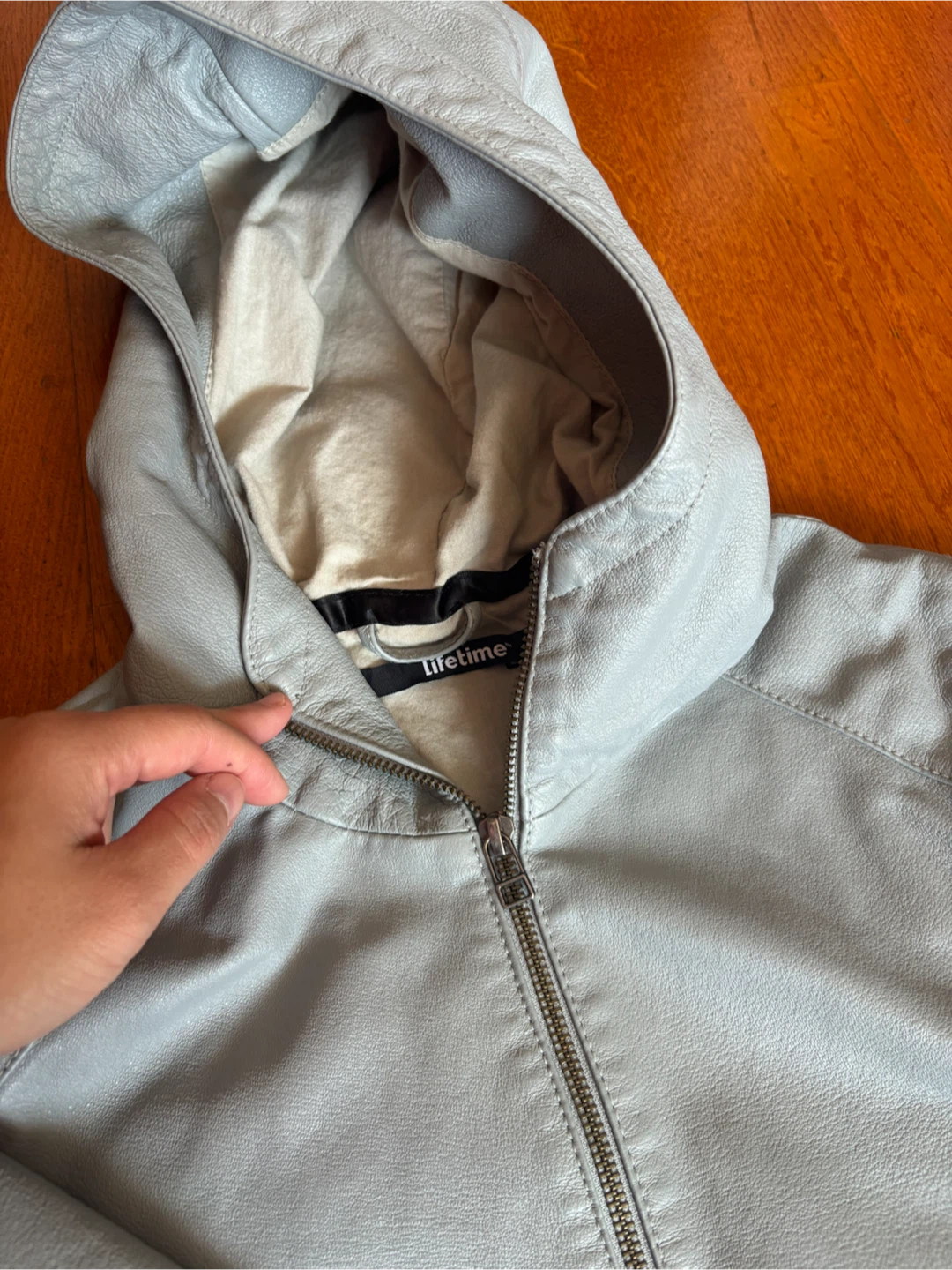 Fashion Leather Hooded Jacket - photo 3