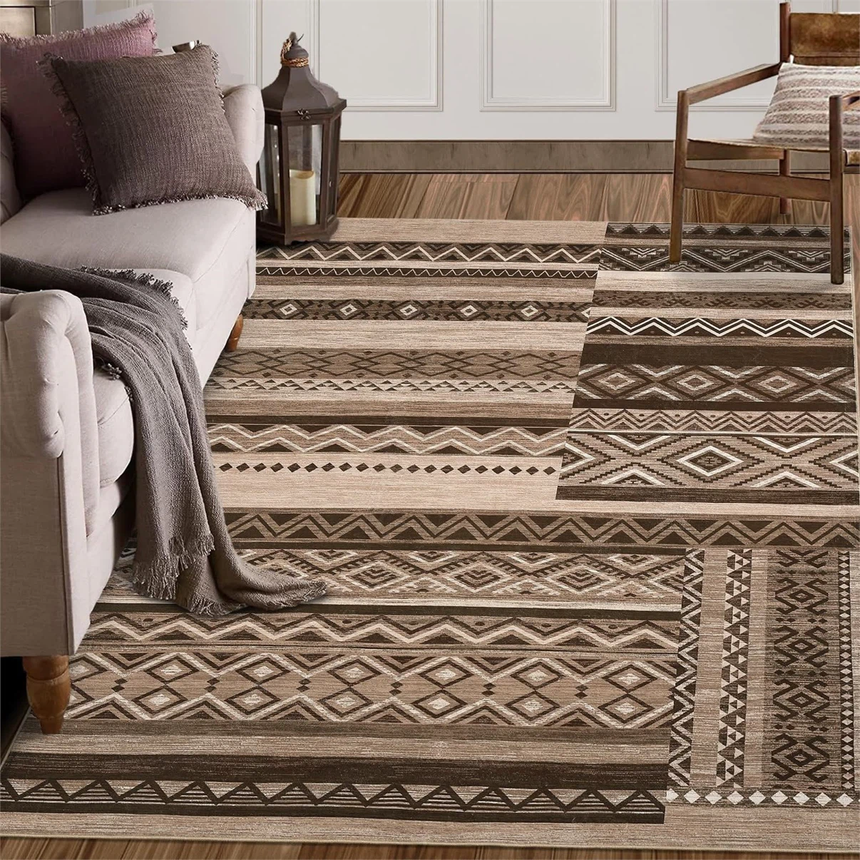 Brown Geometric Area Rug