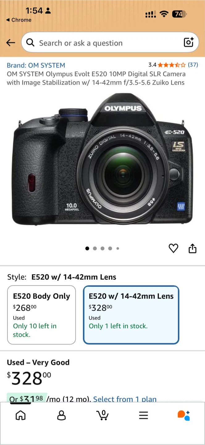 Olympus E-520 Digital SLR Camera with 14-42mm Lens
