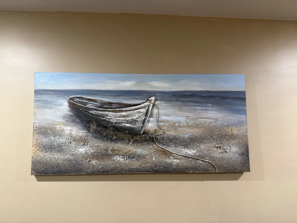 Textured Boat Beach Wall Art Painting size 59”X 28” - photo 2
