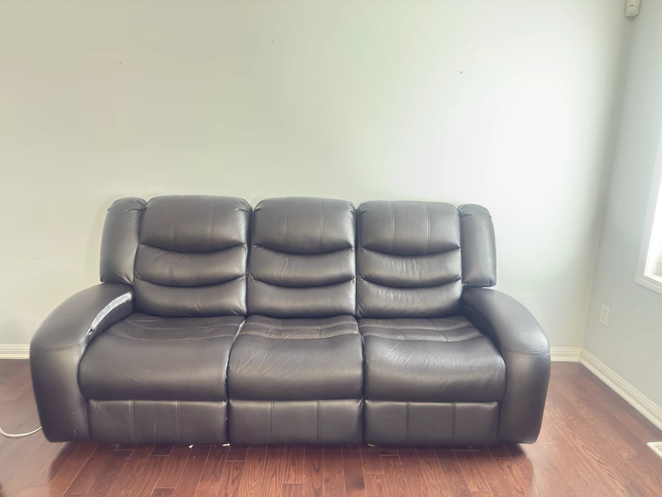 Brown Leather Reclining Loveseat