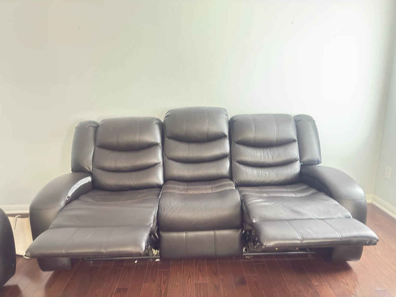 Brown Leather Reclining Loveseat - photo 3
