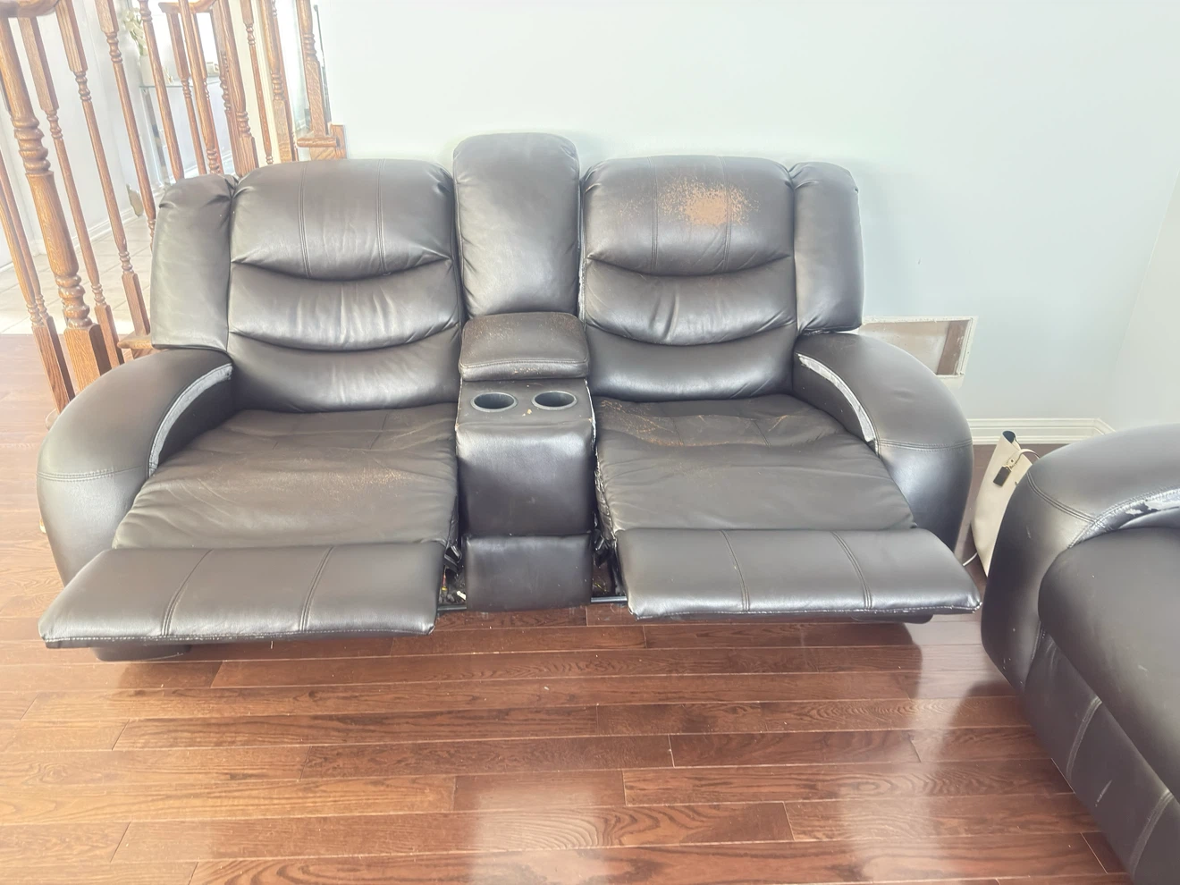 Brown Leather Reclining Loveseat - photo 4