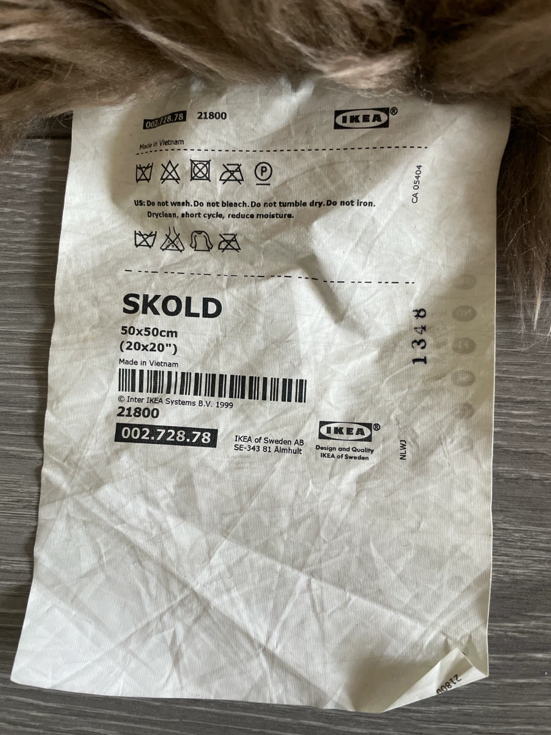 IKEA SKOLD Faux Sheepskin Pillow Cover - Brown 50x50cm - photo 2