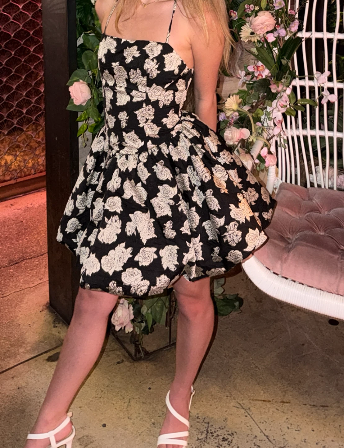 Black & White Floral Mini Dress - photo 2