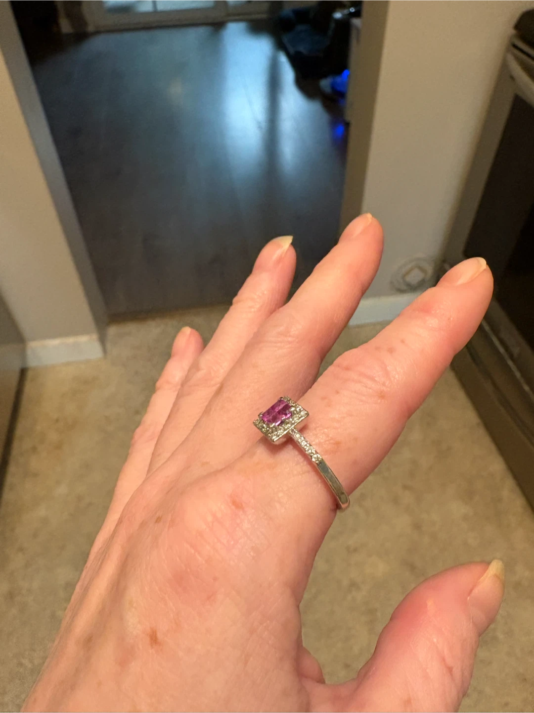 Pink Princess Cut Ring with Diamond Accents - photo 4