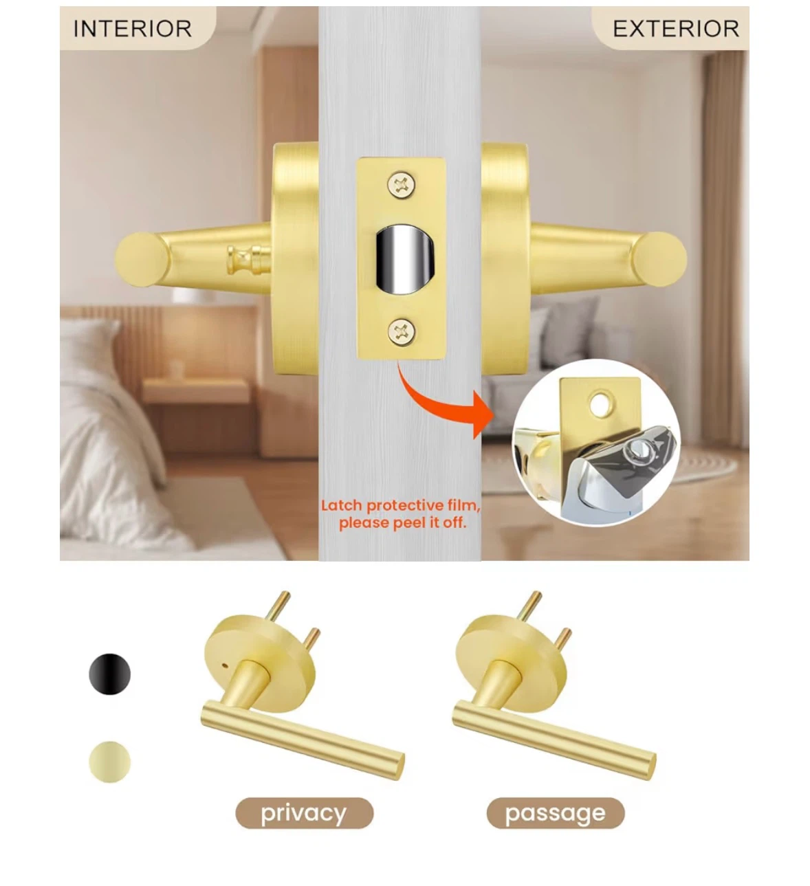 Adjustable Door Lever Set - Brass Finish - photo 3