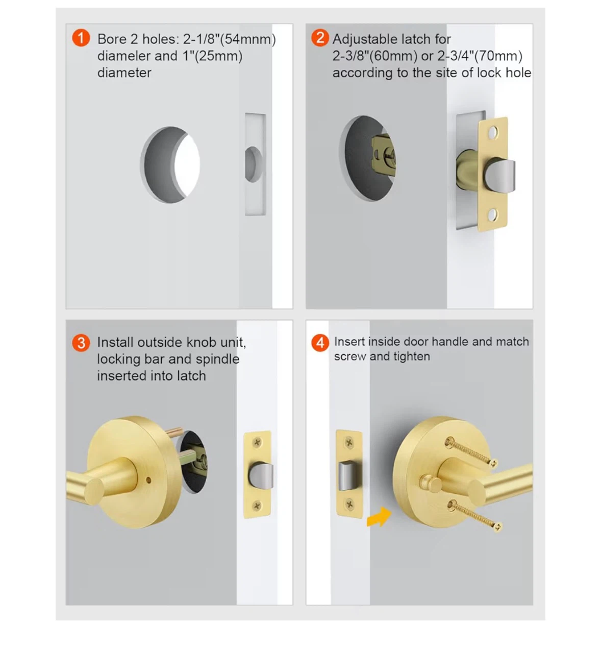 Adjustable Door Lever Set - Brass Finish - photo 4