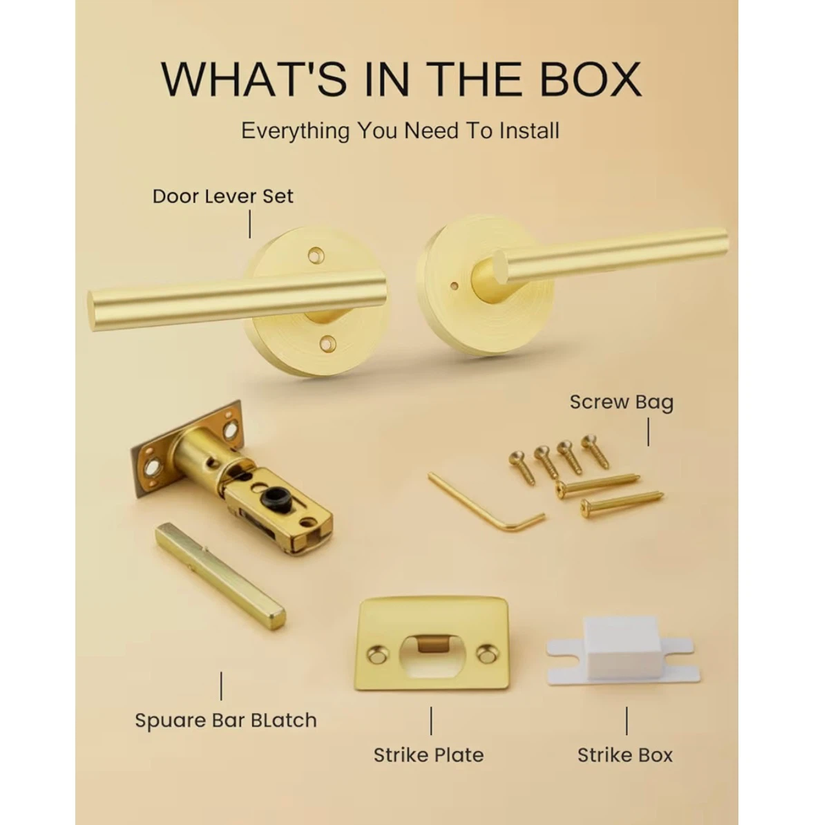 Adjustable Door Lever Set - Brass Finish - photo 5