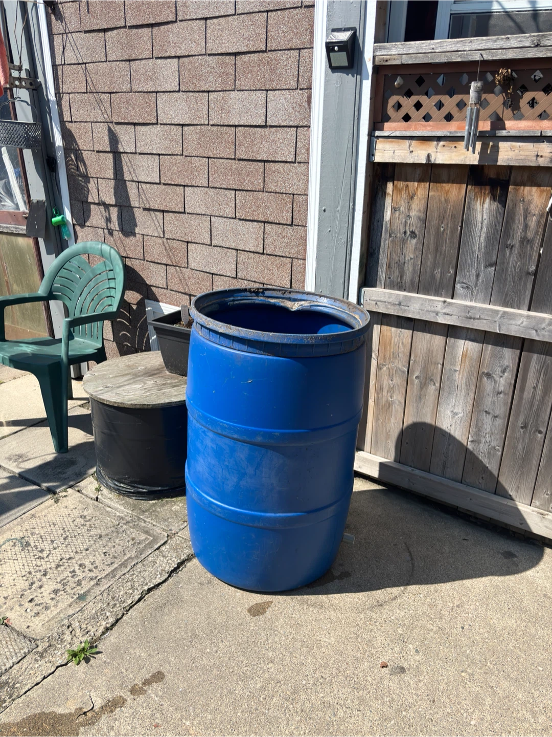 Blue Plastic Barrel