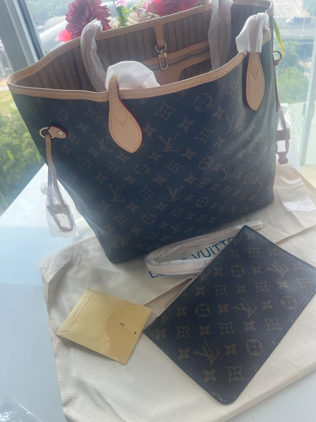 Classic Monogram Tote Bag with Matching Pouch – Brand New - photo 2
