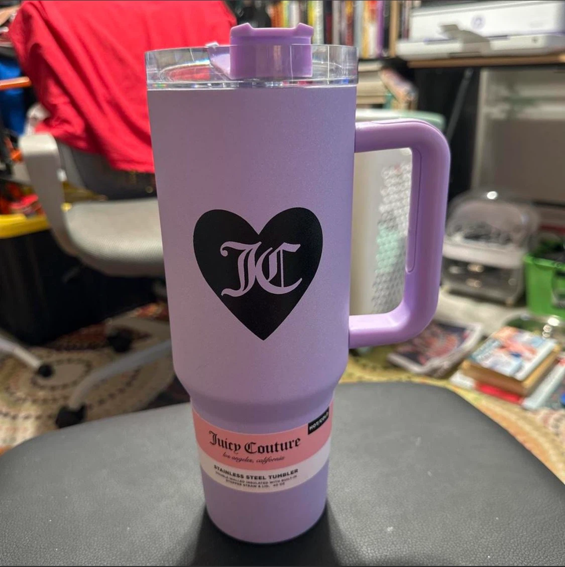 Juicy Couture Purple Stainless Steel Tumbler with Handle