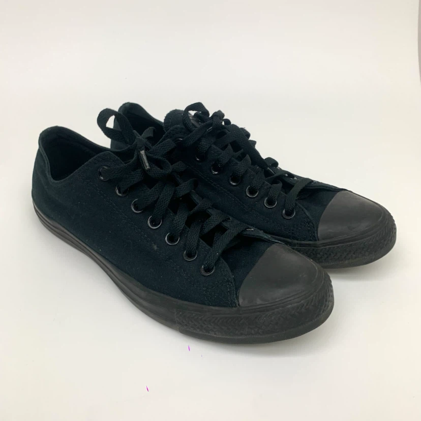 Men's Black Low Top Casual Sneakers Canvas Shoes US Size 10