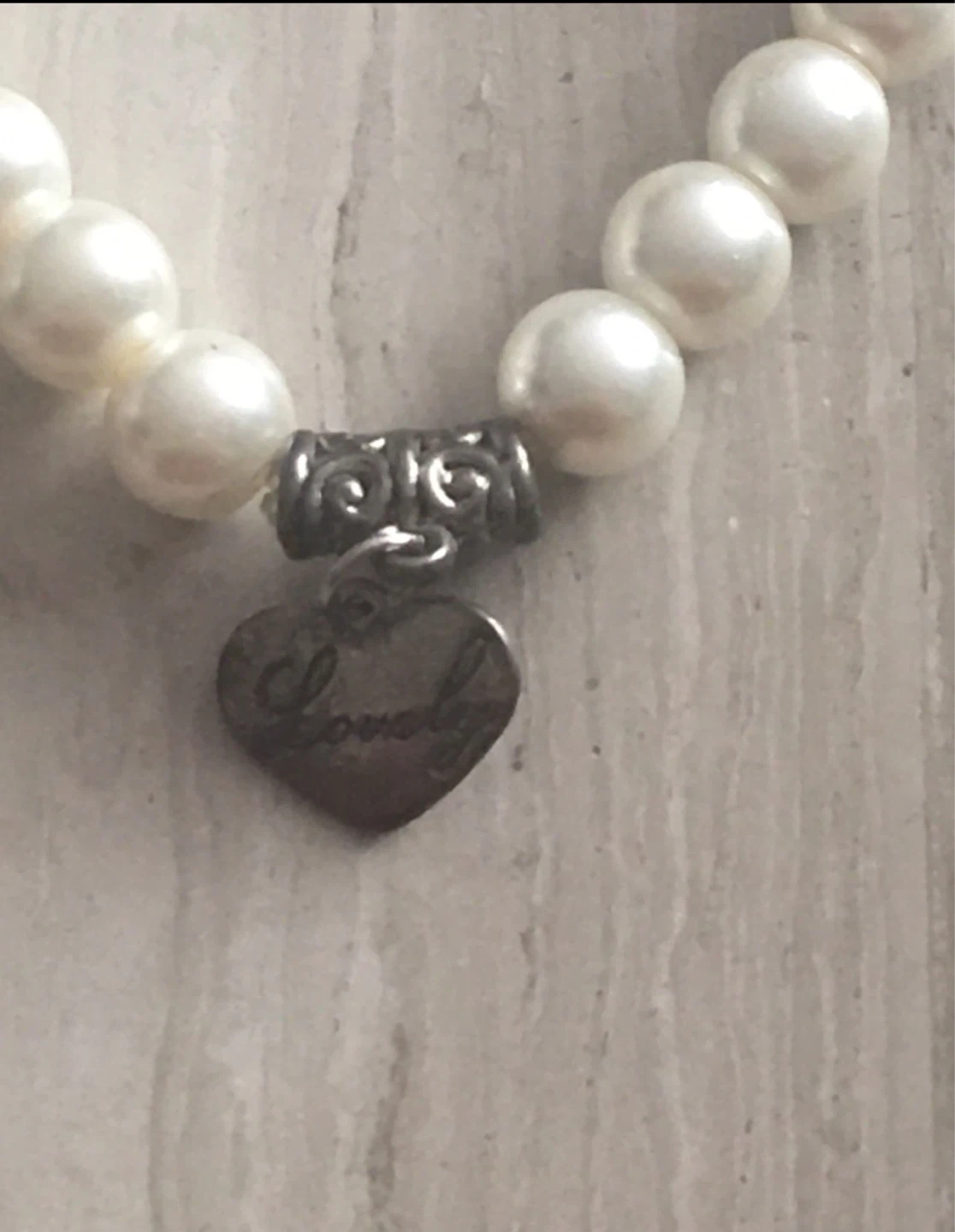Pearl Beaded Bracelet with Heart Charm - photo 2