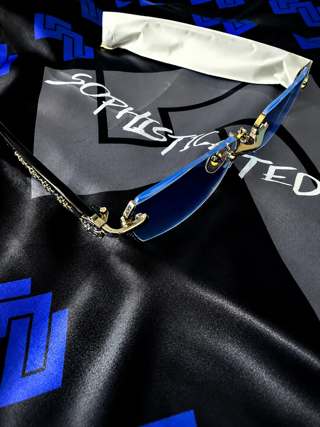 Sophisticated Blue Rimless Sunglasses