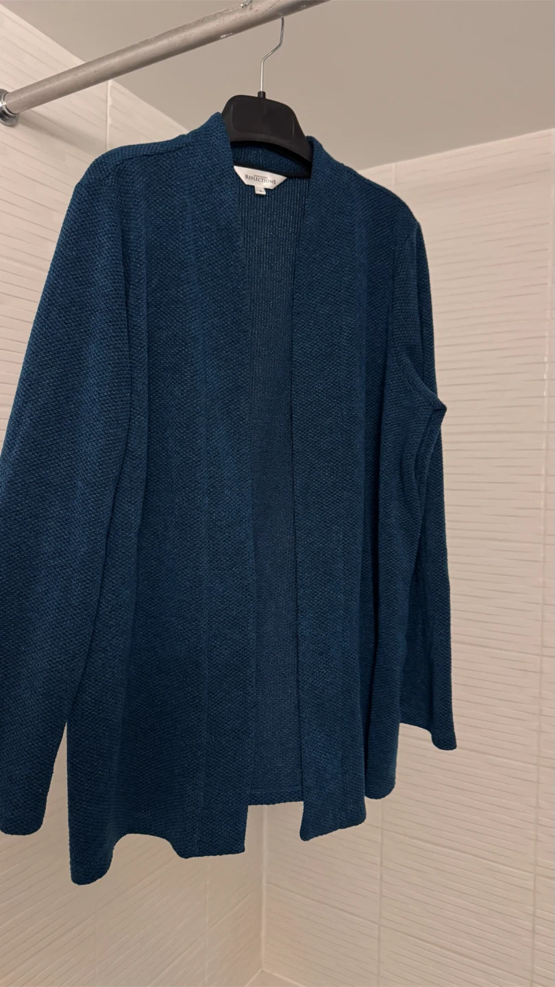 Reflections Teal Textured Cardigan