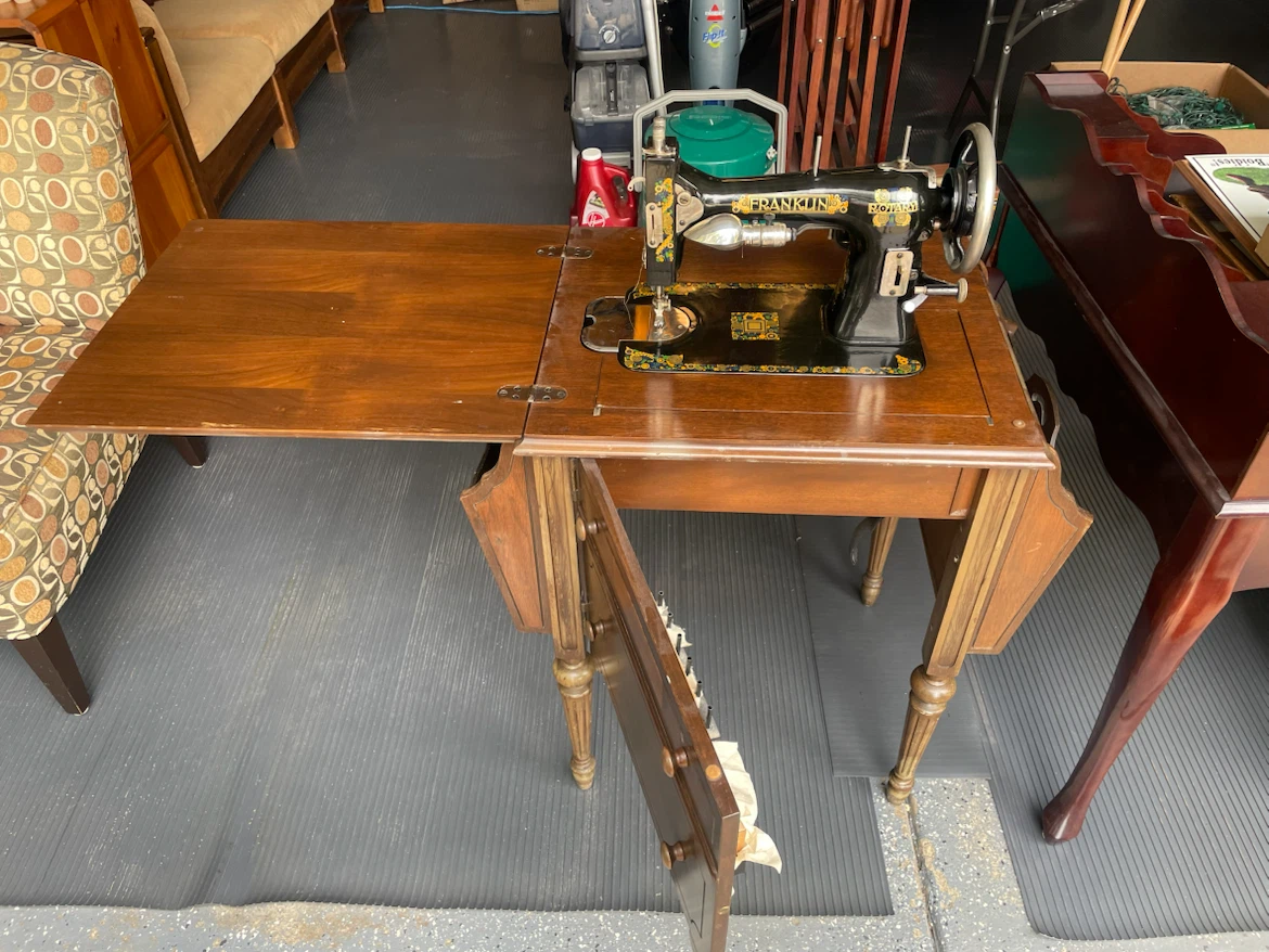 Franklin Rotary Sewing Machine with Wooden Cabinet